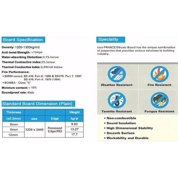 Lightweight Interior Calcium Silicate Board 25mm Commercial Buildings Material
