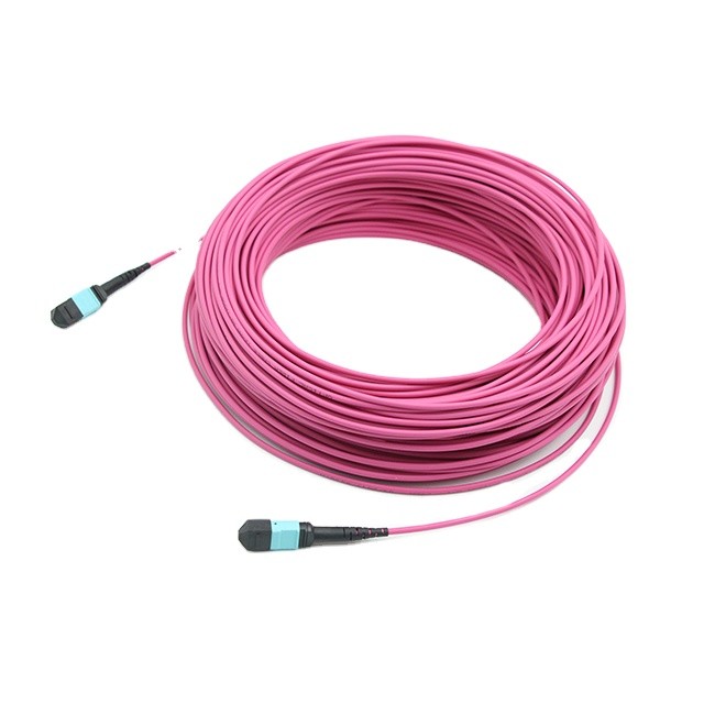 MTP 12 Core OM4 MM Fiber Optic Trunk Cable For Data Center Cabling