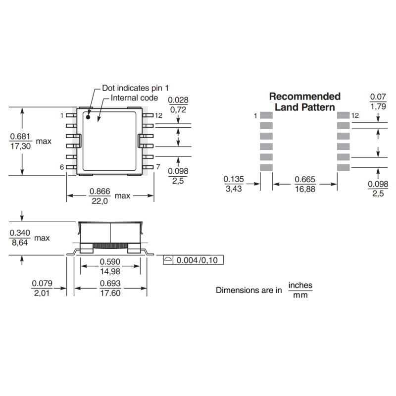 Surface Mount WA8417-AL Fly-Buck Transformer for Isolated Power Supply