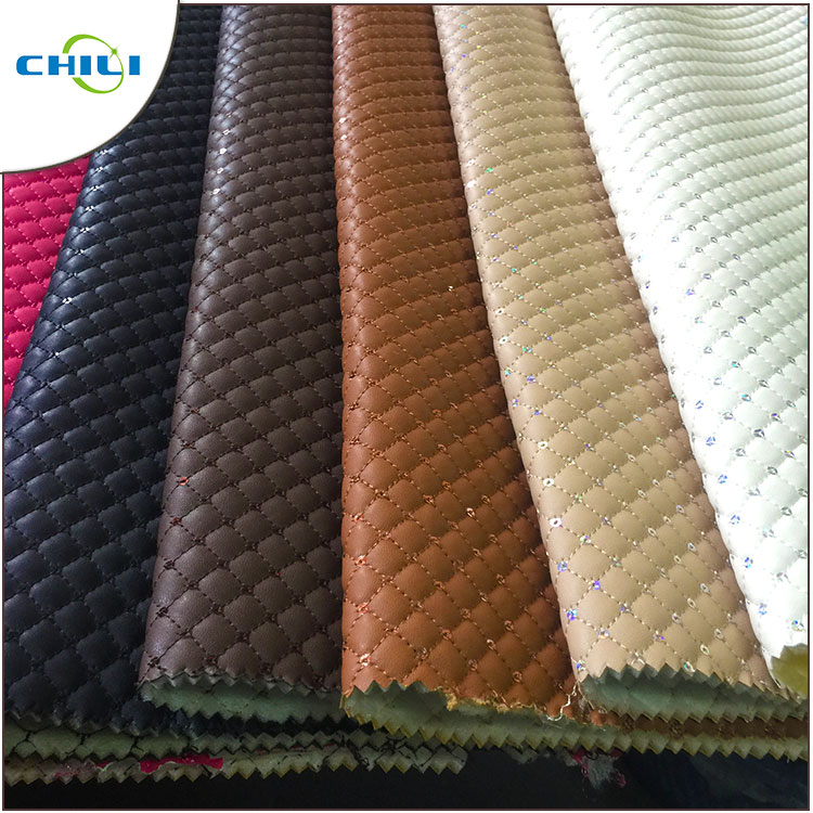 Embossed Quilted Leather Fabric Snakeskin Elegant Easy Cleaning Thin Purple