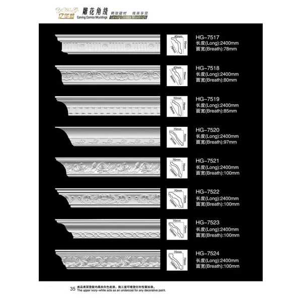 New Factory Polyurethane Ceiling Cornice Mold Decorative PU Crown Moulding