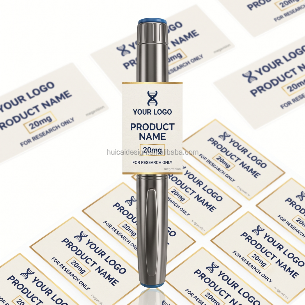 Your Design Peptide Bottle Labels Biotechnology Sample Bottles Small MOQ Factory Price Alcohol Resistant Waterproof