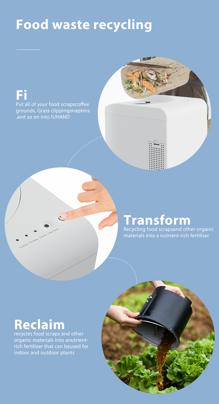 White Countertop Food Waste Composter For Kitchen