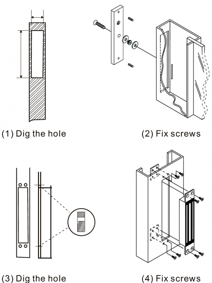 600 Lbs Single door Electric Magnetic Lock with mortise mount/ Embedded installation-JS-280HS