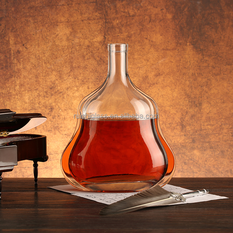 500ml Gourd Glass Liquor Bottle for Whiskey Vodka Body Material Super Flint Glass