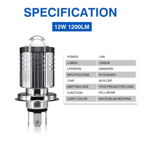 YAYE H4 Motorcycle Bulb with Long Lifespan and Dual Color White Yellow Projector lens