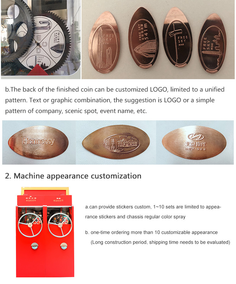 Souvenir Coin Penny Press Vending Machine with AD Advertisement Screen for Tourism