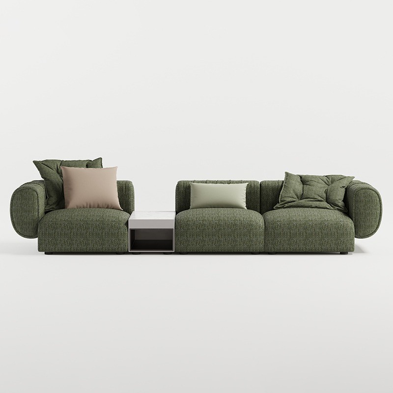 Luxury Comfort Sofa Furniture Set Green Fabric Elegant Interior Decoration