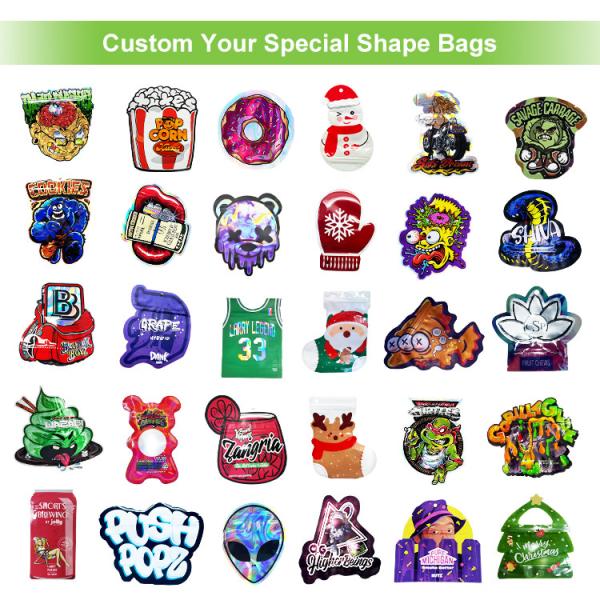 Custom Special Shaped Pouch Holographic Die Cut Mylar Bag For Custom