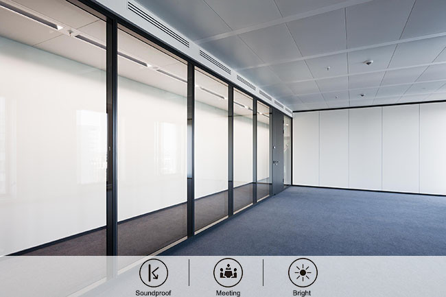 Cubicle Soundproof Room Divider indoor partition wall glazed solid switch panel cutsomized