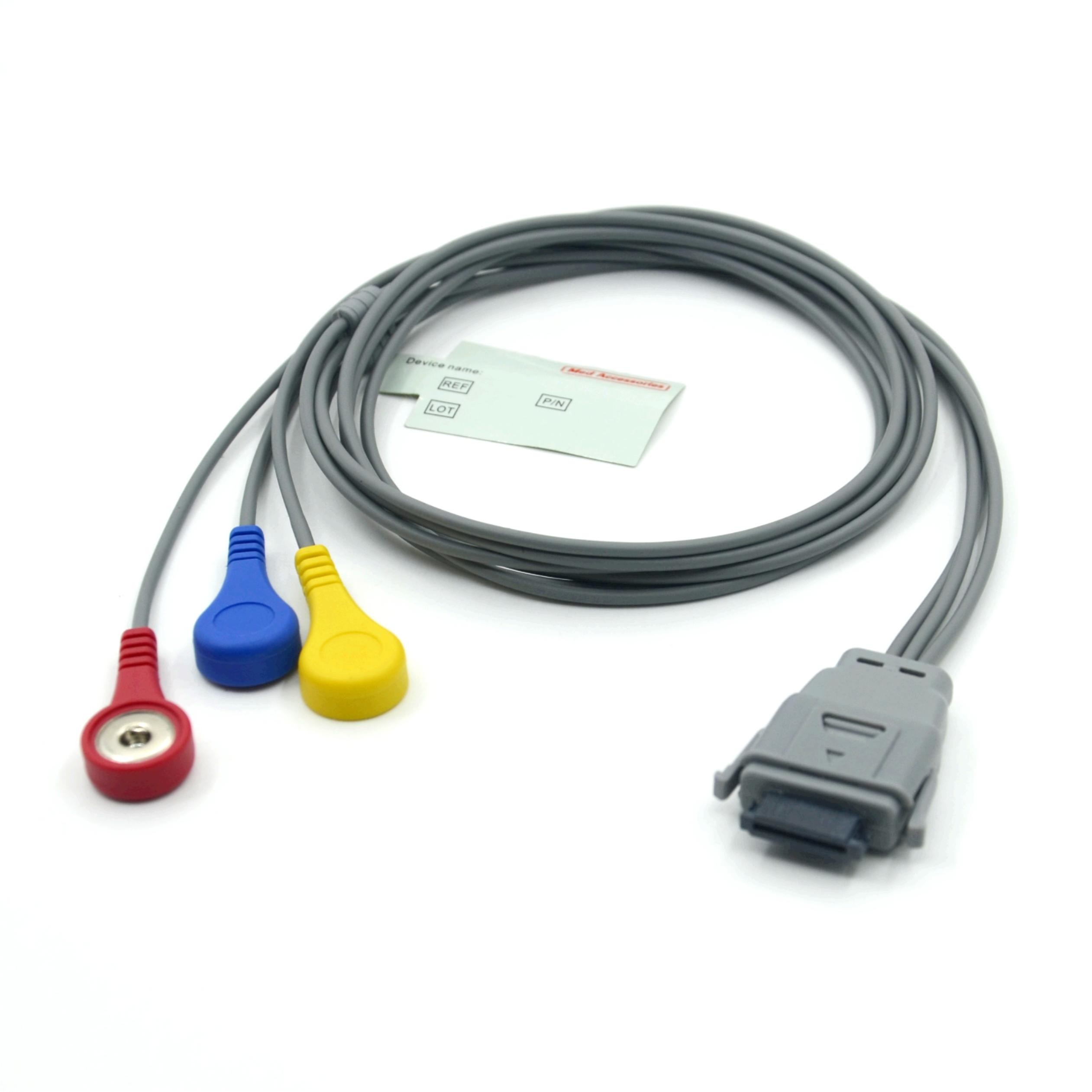 Compatible Edan SE-2003 5 Lead Holter ECG Cable With Snap Used for Adult/Pediatric