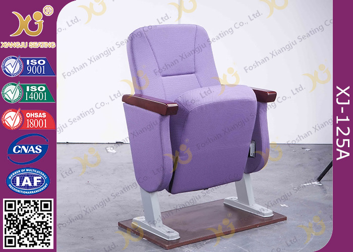 Purple Full Upholstered Cover Auditorium Chairs In Short Back Rest