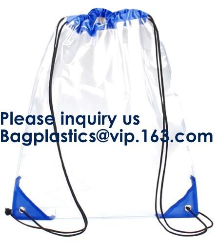 OEM Design Promotion PVC Drawstring GYM Bag,Clear PVC Drawstring Bag With Gold String Promotional Reflective Plastic PVC