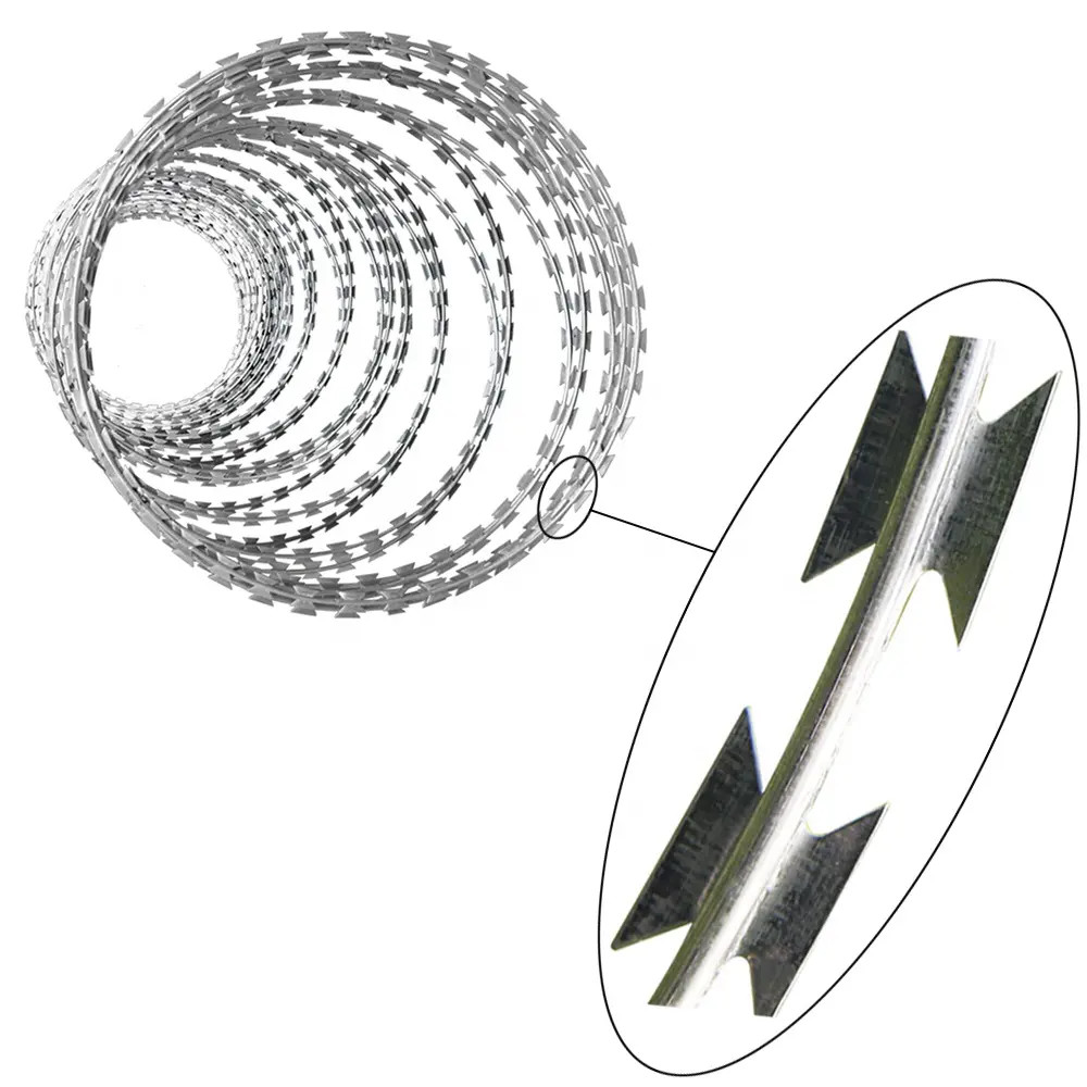 Factory Direct Hot Dipped Galvanized Steel Wire Mesh Fence Rust-Proof Razor Barbed Wire BTO-22 For Security For Prisons