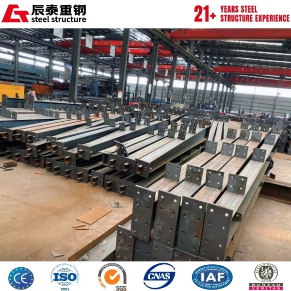 Spacious interior view of steel structure agricultural building