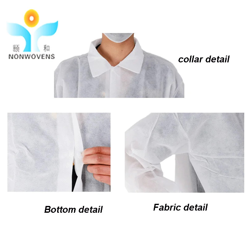 DISPOSABLE LAB COAT NON WOVEN FABRIC WHITE/BLUE 10PCS/BAG MEDICAL/LABORATORY