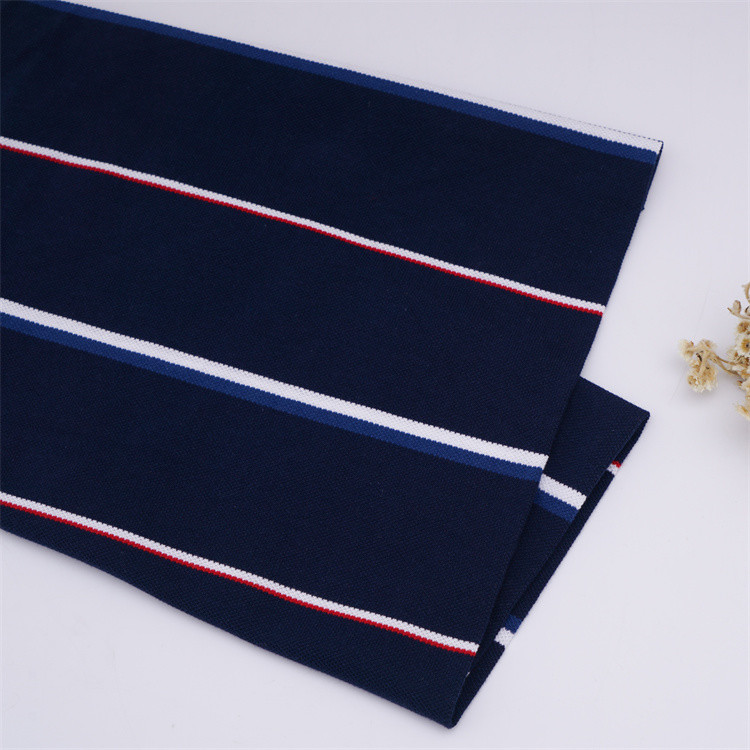 Durable And High Quality Not Easy To Deform Striped Knit Fabric For Polo Shirt