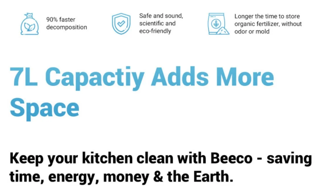 Eco Friendly Kitchen Compost Appliance Automatic App Controlled