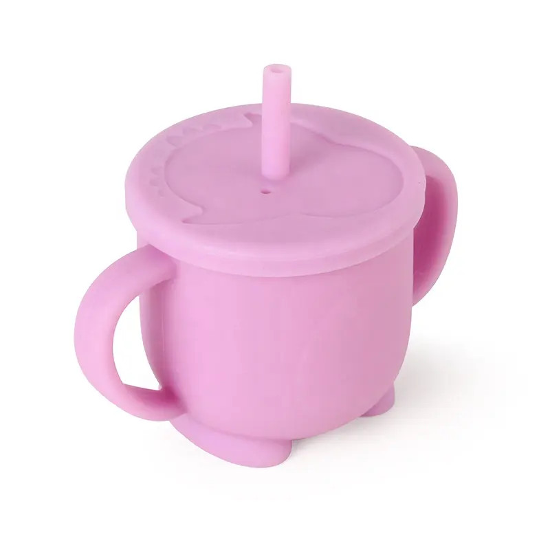 LFGB Odorless Silicone Kitchen Product Baby Cup With Handles Leakproof
