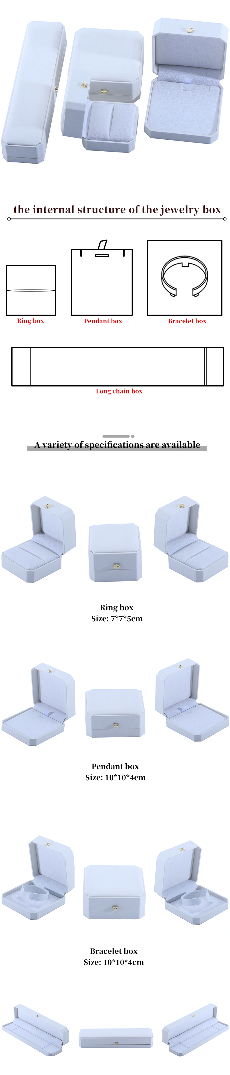 White PU Leather Jewelry Box for Hanhong Custom Crown Shape Jewelry Storage Function