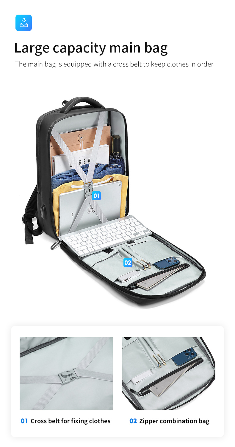Factory hot sell custom black backpack men light Laptop Bags high quality school backpack fashion backpack bag