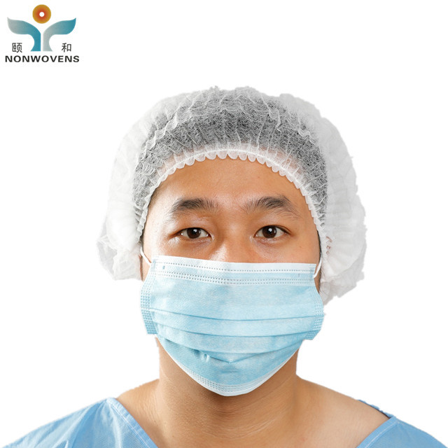 Single-use 18'' Disposable Hair Net Cap Bouffant Caps 10gsm Recycle Polypropylene