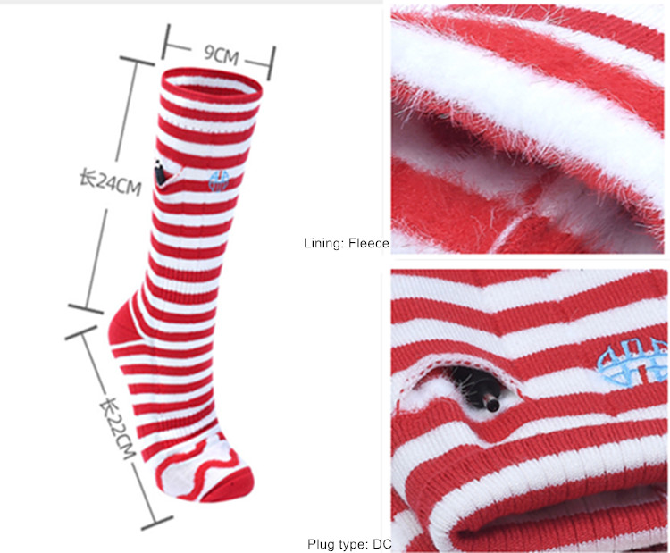 Fleece Lining Thick Usb Rechargeable Heated Socks Carbon fiber