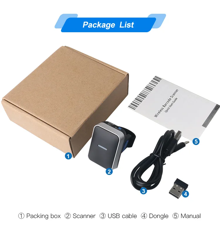 Mini Wearable Ring Finger Bluetooth Wireless 1d CCD Android Barcode Scanner