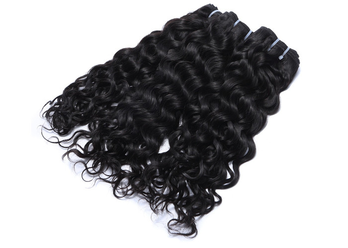 Full Tightened Water Wave Virgin Human Hair Extensions Healthy Natural Black 100G