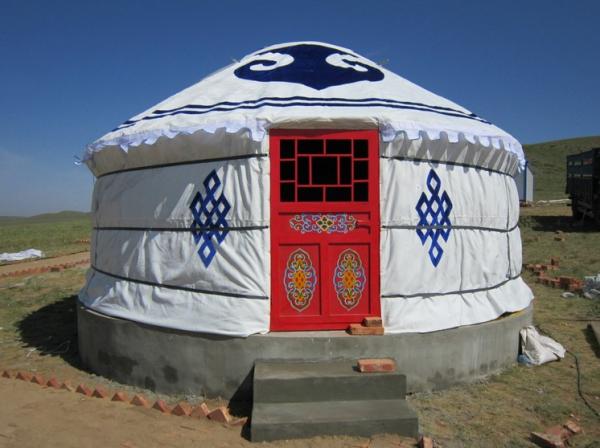 Cheap Customized Mongolian Yurt Tent Bamboo Pole Roof With 12 - 52 Square Meters for sale