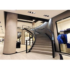 Commercial Stainless Steel Staircase With Tempered Glass Railing PRC-20