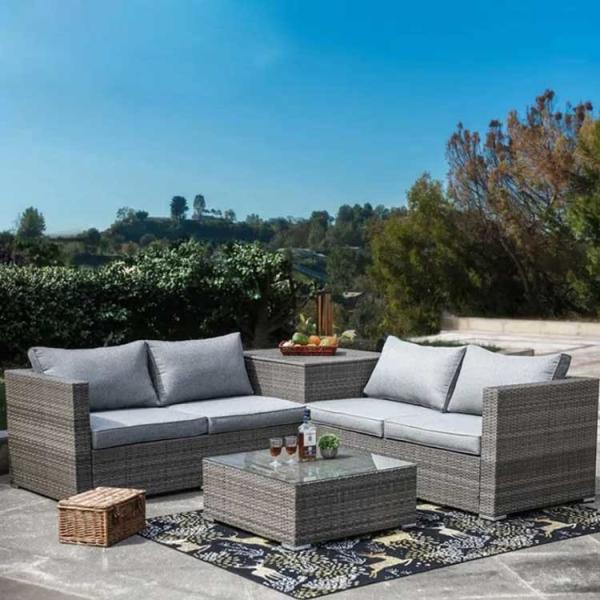 Wicker Patio Corner Sofa Set Customized Color Rattan Outdoor Furniture