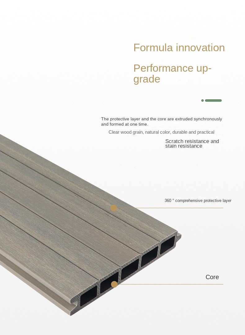 Gray WPC Cladding Panel Exterior Wall Fence 24x170mm Interlocking House School Decoration