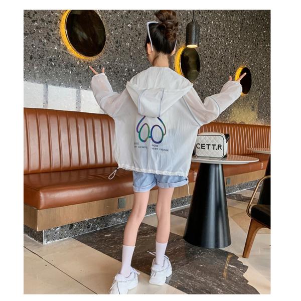 Summer sun-protective clothing for children, light, breathable and UV resistant, summer hooded skin clothing for girls