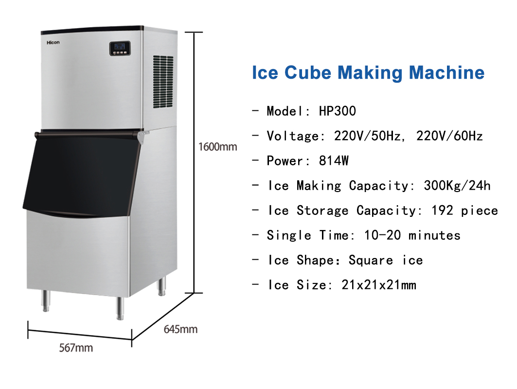 Other Compressor 300kg/24h Stainless Steel Ice Cube Maker Machine for Commercial Ice Production