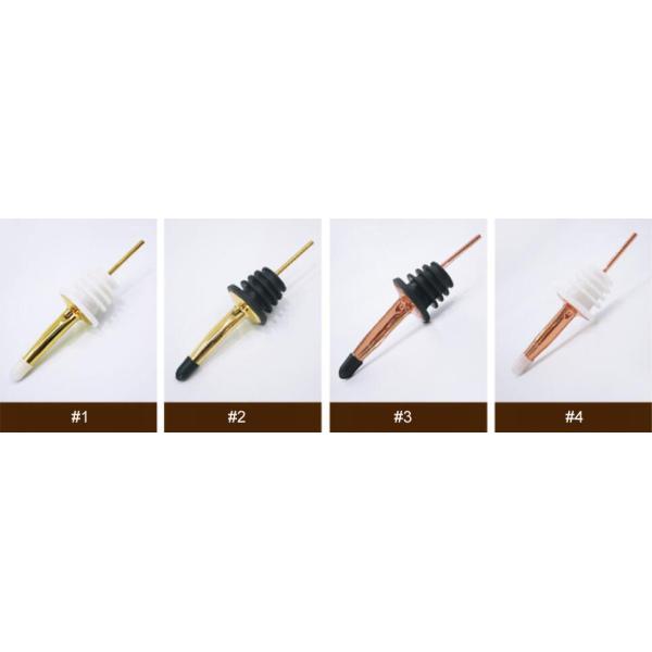 Customized Food Grade Stainless Steel Liquor Pourer with TPE/Silicon Stopper and Black Cap