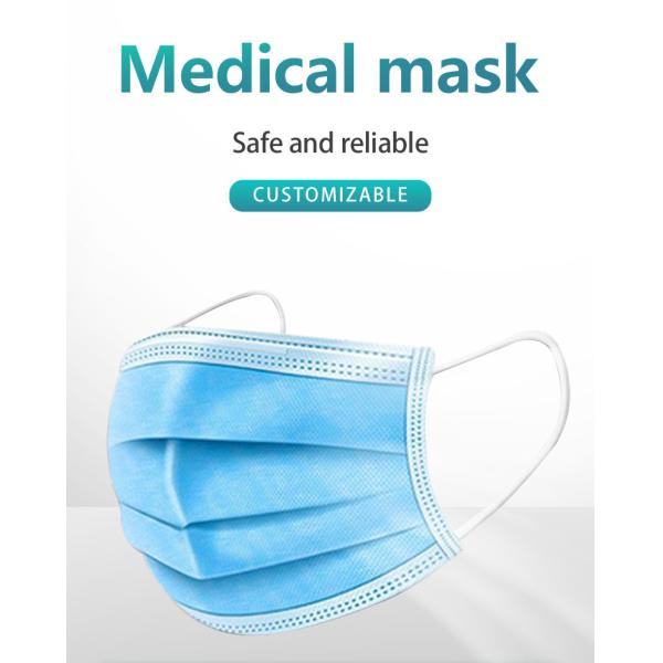 Blue BFE Disposable Medical Face Masks Non Woven Fabric 50pcs Earloop Mask