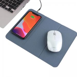 China Multifunction Eco-Friendly Folding Phone Holder Mouse Mat RPET Wireless Charging Mouse Pad on sale