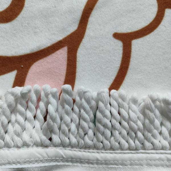 wholesale customized pink microfiber sand free printed round beach towels with tassels