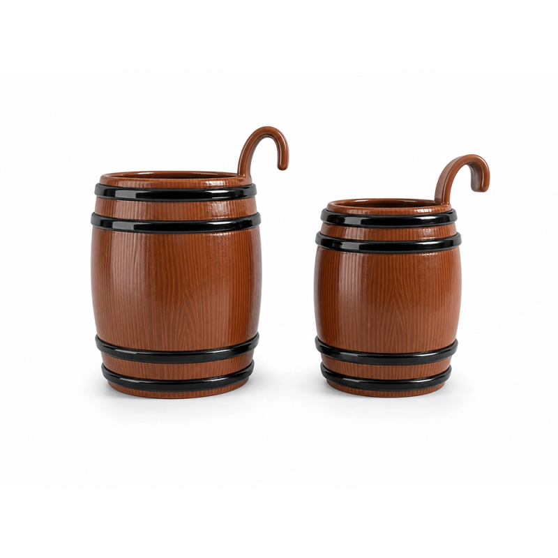 Shatter Resistant Small Plastic Shot Cups 25ml Plastic Whisky Tumblers Barrel Designs with Hook