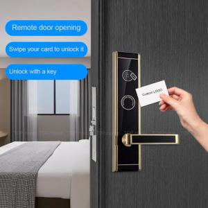 China Swiping Card Hotel Smart Locks Black Zinc Alloy Door Lock 25uA Static Current on sale