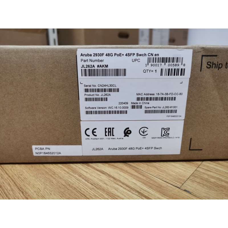 JL262A Aruba 2930F 48G PoE+ 4SFP Switch