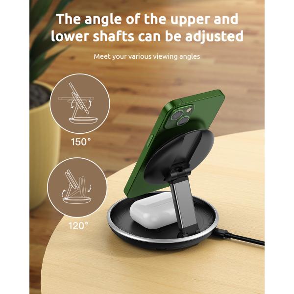 Magnetic 3 In 1 Wireless Charging Station 118*118*27.8mm With Qi Function
