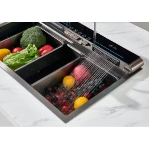 Multifunctional Nano Stainless Steel Gunmetal Kitchen Sink With Pullout Faucet