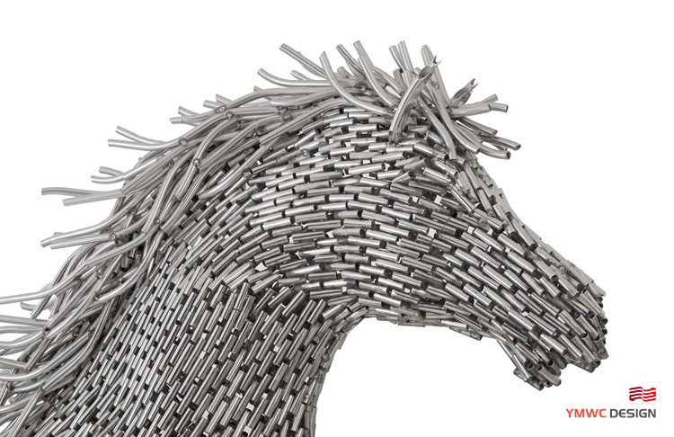 Custom Life-Size Stainless Steel Animal Sculpture with Horse Pipe Statue Decoration