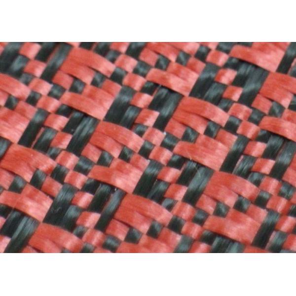Jacquard Coin Pattern Carbon Aramid Fabric Black / Red Carbon Aramid Hybrid Fabric