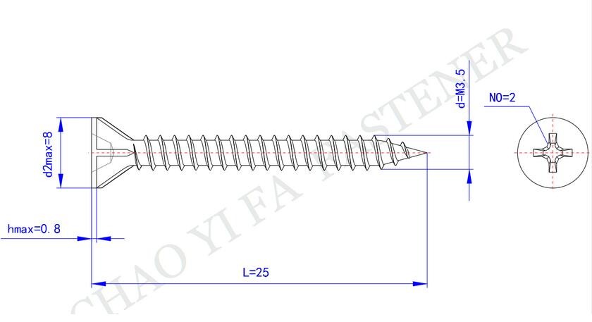 Bule White Zinc Plated Bugle Head Self Tapping Screws 3 Nibs Fine Thread Hardened