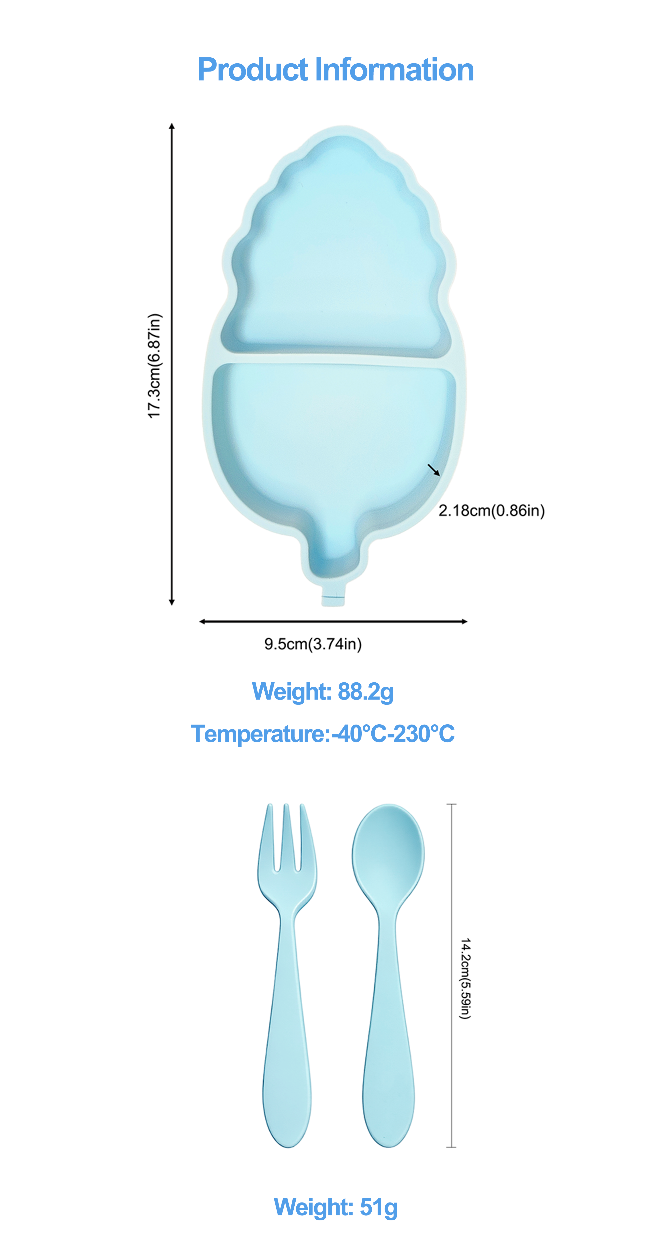 Feeding Tableware Set featuring Durable Non Toxic Adorable Corn Design Silicone Divided Dish Irregular Toddler Tableware
