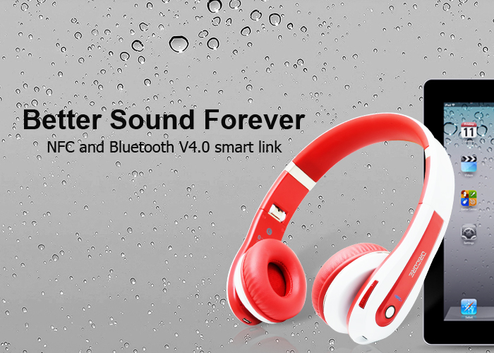 Red / Pink / Yellow Waterproof Retractable Wireless Stereo Bluetooth Headset 20Hz-20KHz