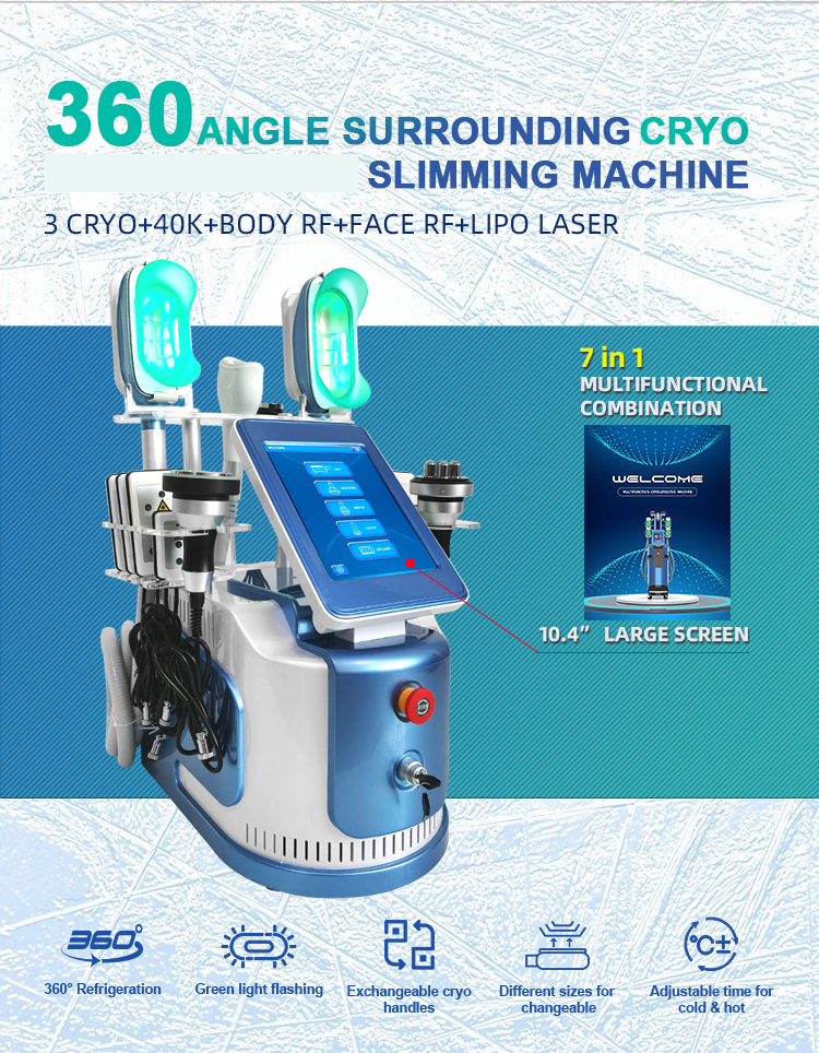 40K Cavitation 360 Cryolipolysis Machine 7 In 1 For Body Slimming Beauty Device